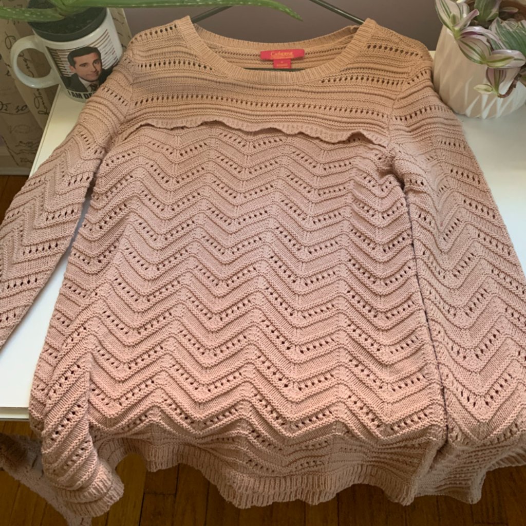 Catherine Malandrino Blush Pink Eyelet Sweater Size Medium